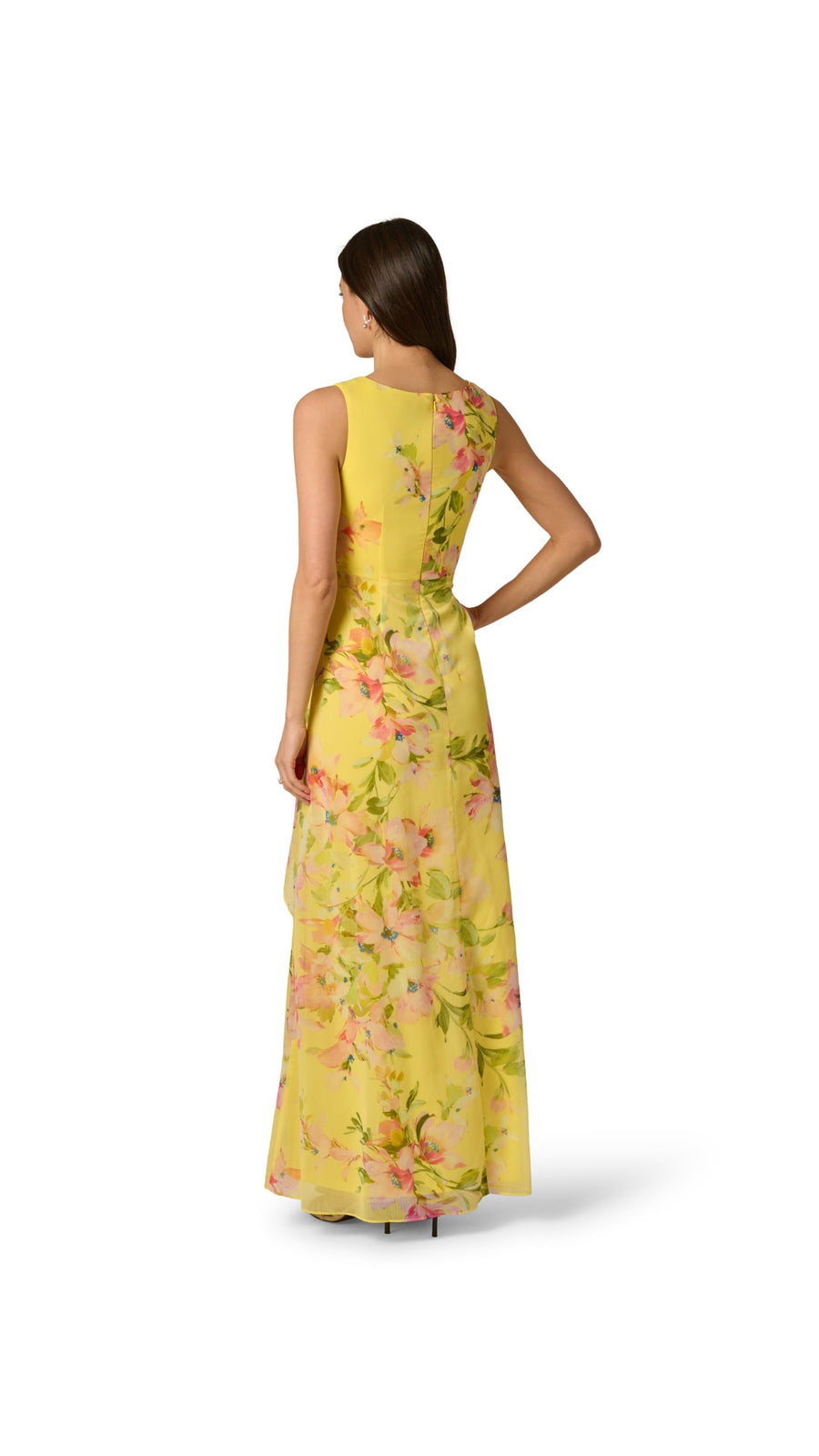 Adrianna Papell Floral Chiffon Draped Surplice Gown 213041 Wholesale