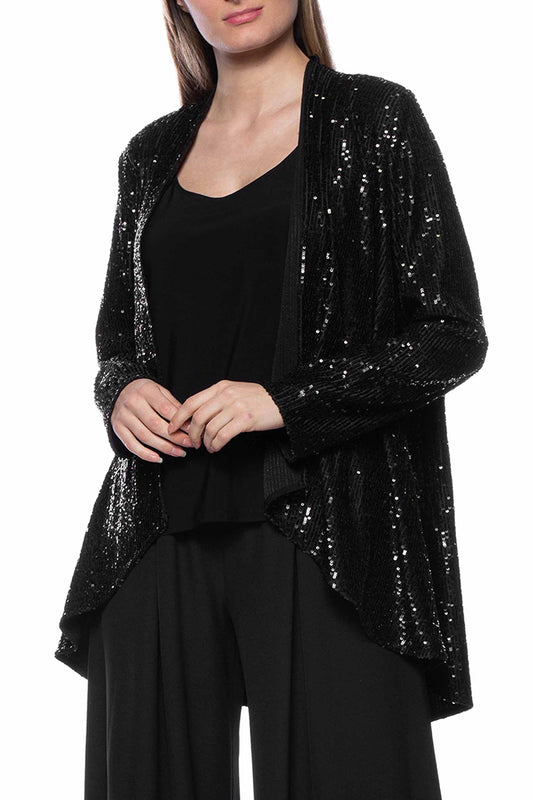 Marina sequin tank & jacket - BLACK - FRONT 