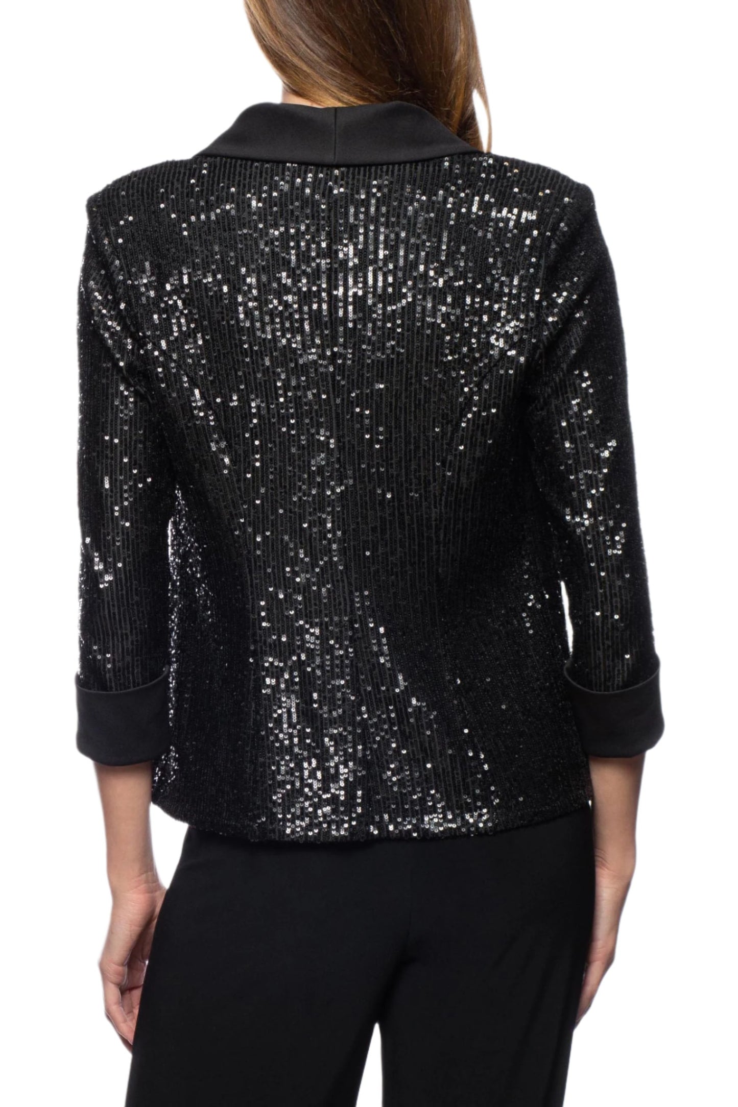 Marina scoop neck sequin top and jacket 2-piece set - Wholesale_back