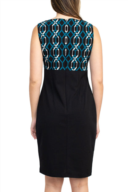 Danny & Nicole Scoop Neck Sleeveless Zipper Back Multi Print Crepe Dress With Matching Jacket