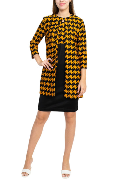 Danny & Nicole Scoop Neck Sleeveless Zipper Bk Multi Print Knit Dress with Matching Jacket