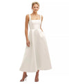 Square Neck Tea-Length Satin Formal A-Line Dress by Adrianna Papell AP1E211978