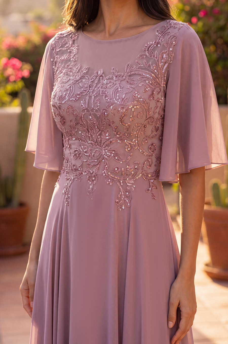 Mini Sleeve Mother of the Bride Dress