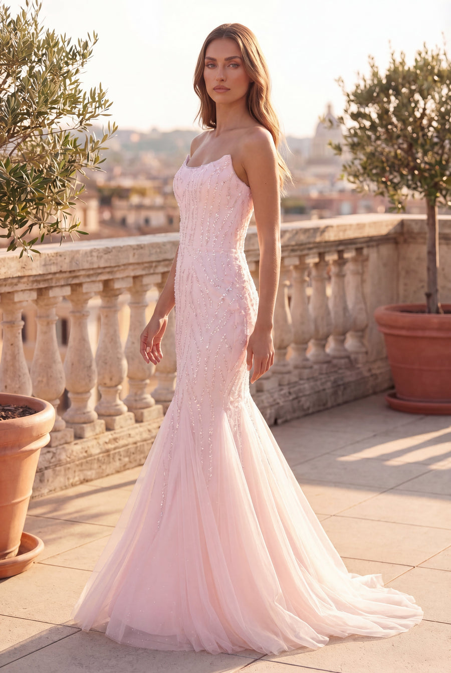 Long Mermaid Beaded Formal Evening Dress
