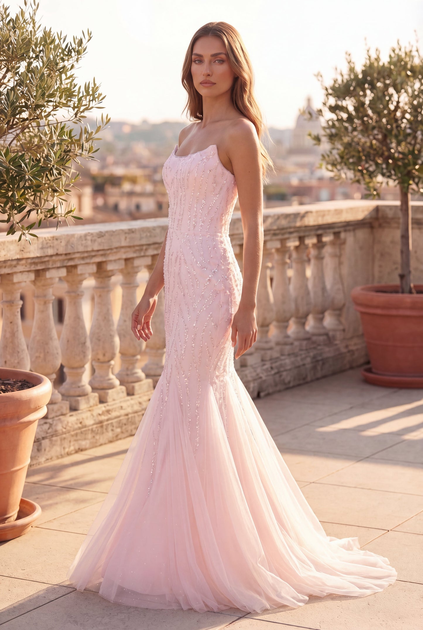 Long Mermaid Beaded Formal Evening Dress