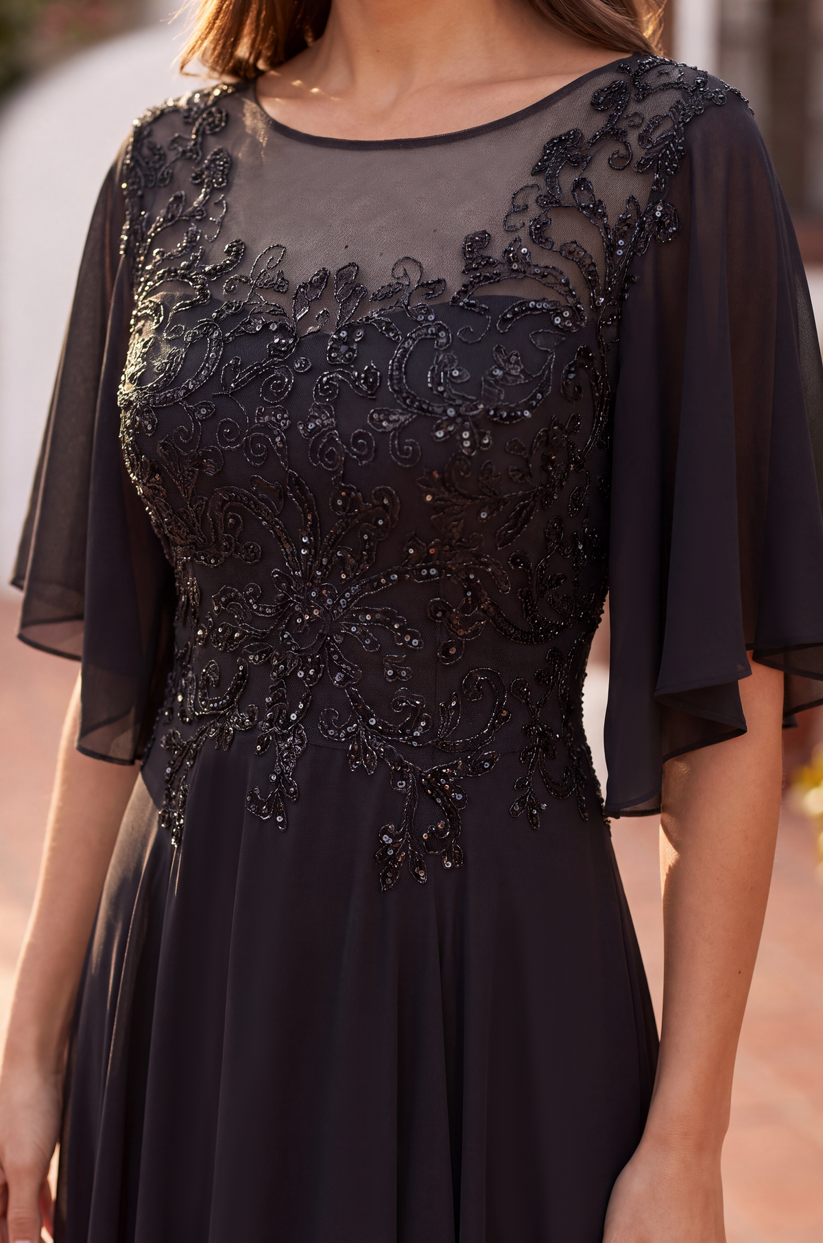 Mini Sleeve Mother of the Bride Dress