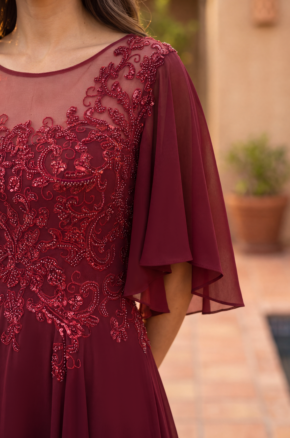 Mini Sleeve Mother of the Bride Dress