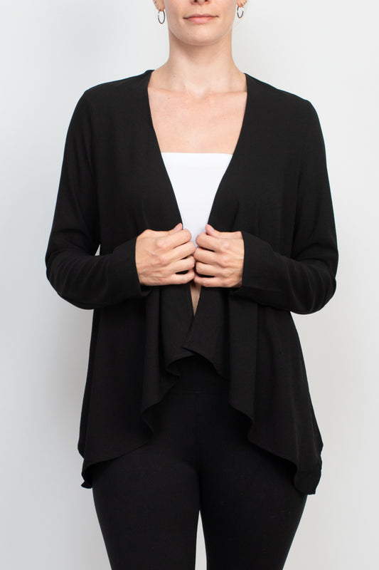 Grace Open Front Long Sleeve Solid Crepe Jacket