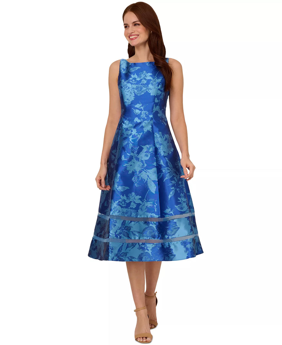 Boat-Neck Metallic Fit & Flare Midi Dress Adrianna Papell AP1E211980