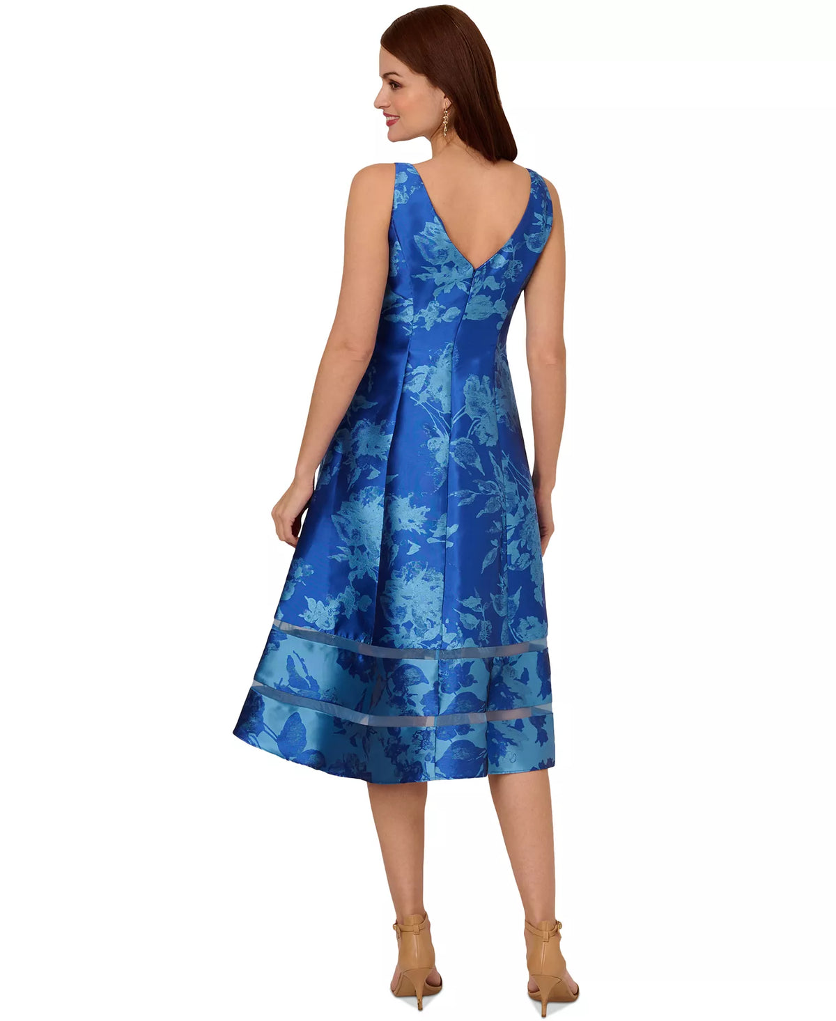 Boat-Neck Metallic Fit & Flare Midi Dress Adrianna Papell AP1E211980