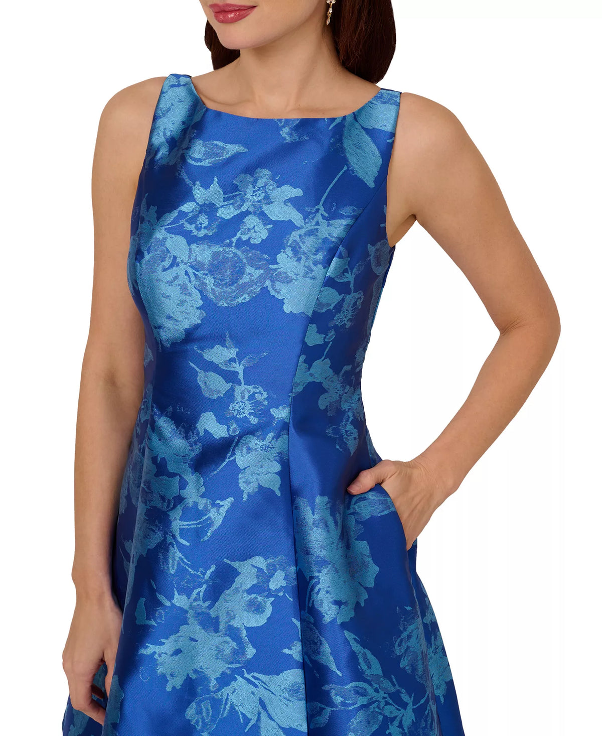 Boat-Neck Metallic Fit & Flare Midi Dress Adrianna Papell AP1E211980
