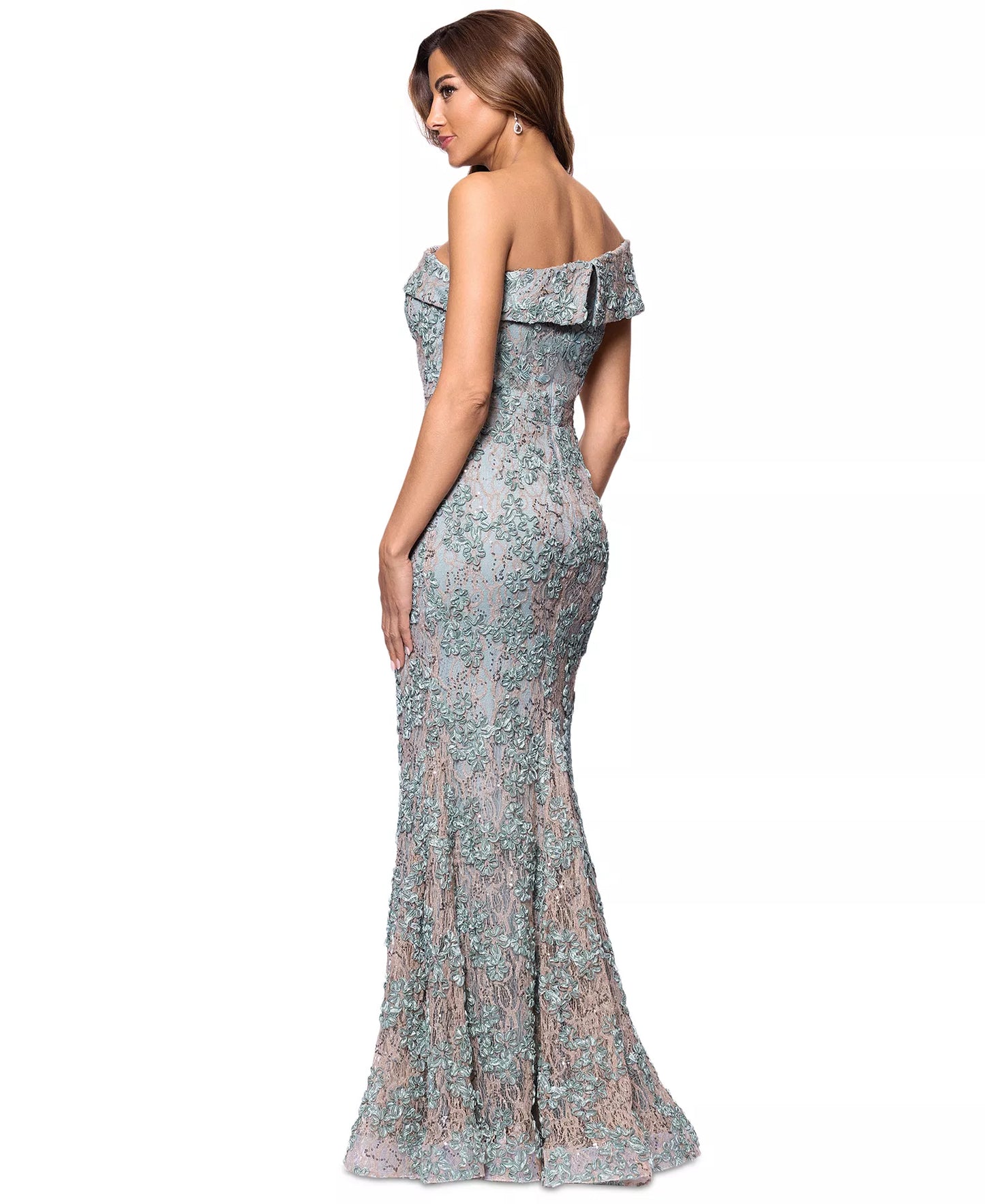 One-Shoulder Lace Gown Xscape 6922X