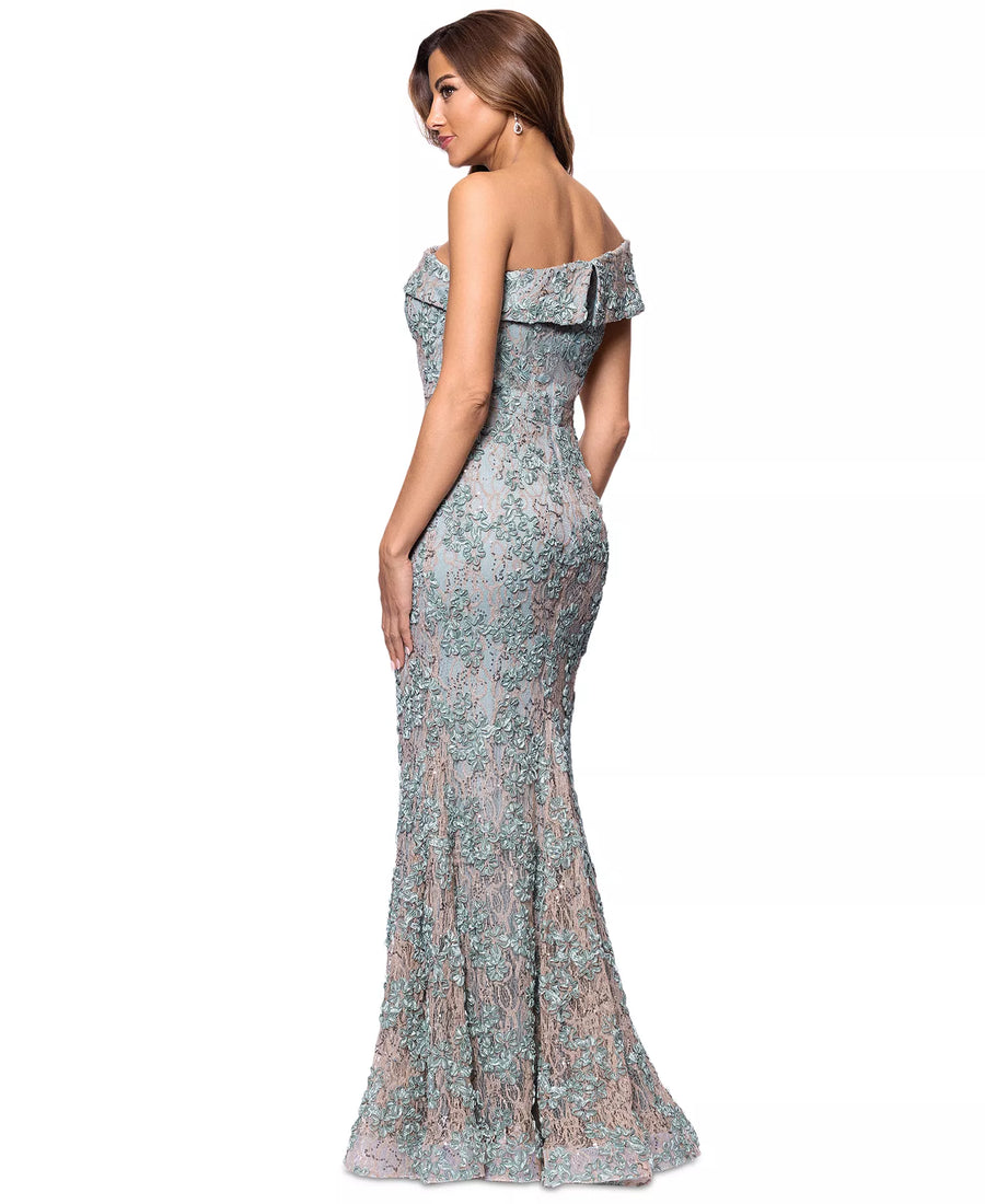 One-Shoulder Lace Gown Xscape 6922X