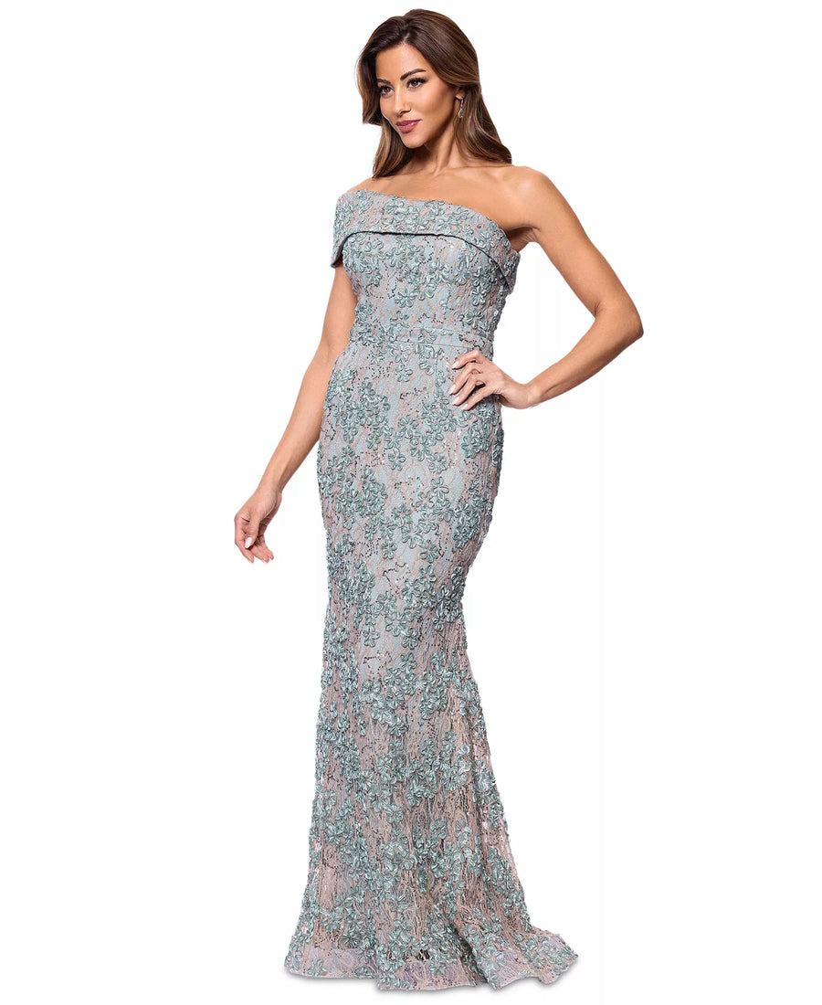One-Shoulder Lace Gown Xscape 6922X