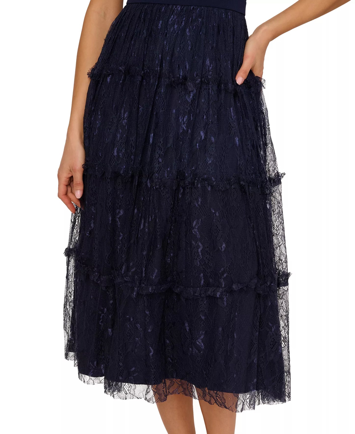 Adrianna Papell ADAE212024 A Line Midi Cocktail Dress