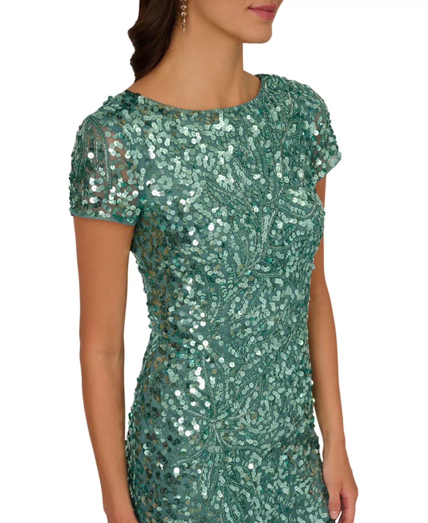 Bateau Floor-Length Sequin Formal Sheath/Column Adrianna Papell AP1E211789