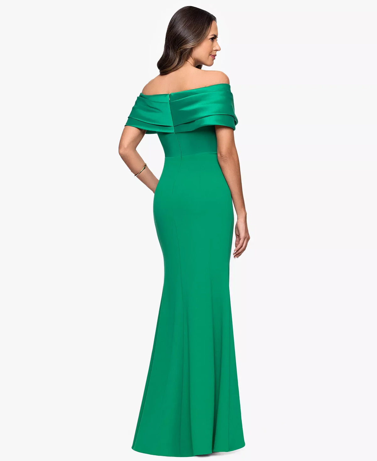 Wholesale Off-the-Shoulder Floor-Length Satin Evening Gown Sheath/Column Betsy & Adam A25197P
