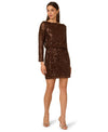 Wholesale Adrianna Papell ADAE212414 Bateau Neck Mini Sequin Cocktail Dress Open Back