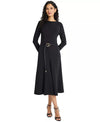Maggy London Belted Long Sleeve Sheath Dress in Black G6677M