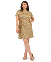 Beaded Short Sleeve Plus Size Sheath Cocktail Dress Adrianna Papell ADAE211627