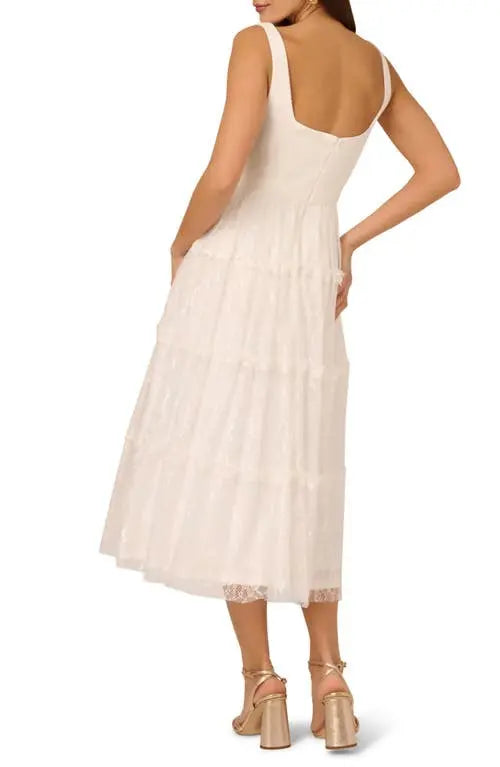 Adrianna Papell ADAE212024 A Line Midi Cocktail Dress