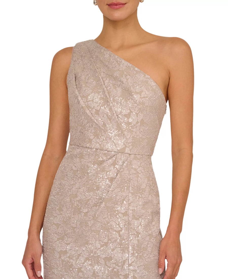 One Shoulder Jacquard Gown Adrianna Papell AP1E212660