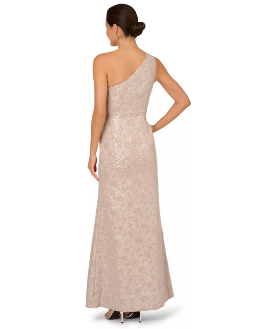 One Shoulder Jacquard Gown Adrianna Papell AP1E212660