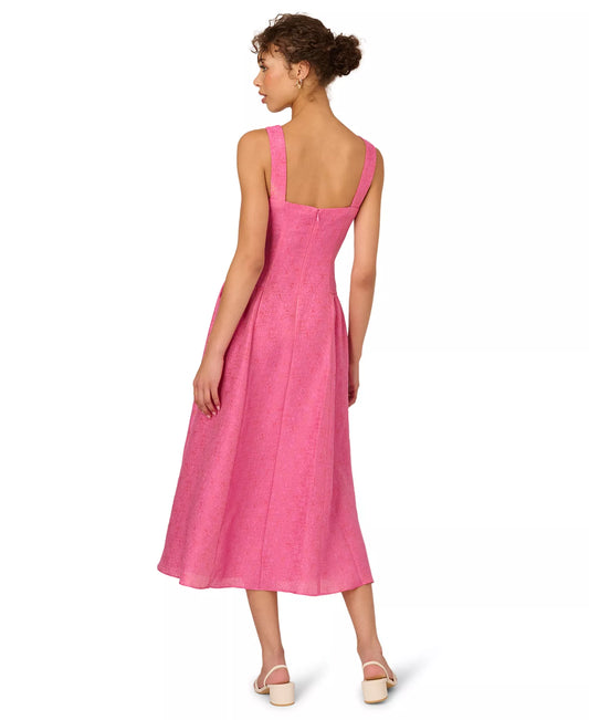 Adrianna Papell AD3D106308 Metallic A Line Midi Cocktail Dress