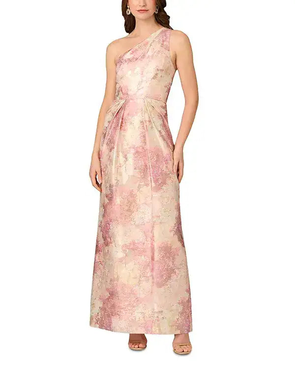 Aidan Mattox MD1E209524 One Shoulder Long Jacquard Formal Dress