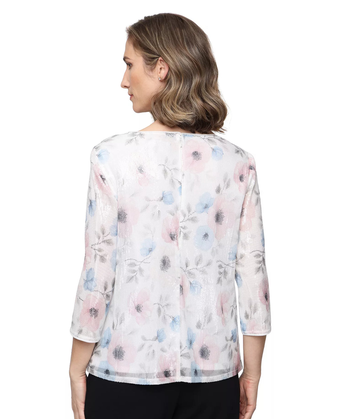 Wholesale 3/4 Sleeve Printed Sequin Mock Twinset with Attached Jacket Alex Evenings 82961034