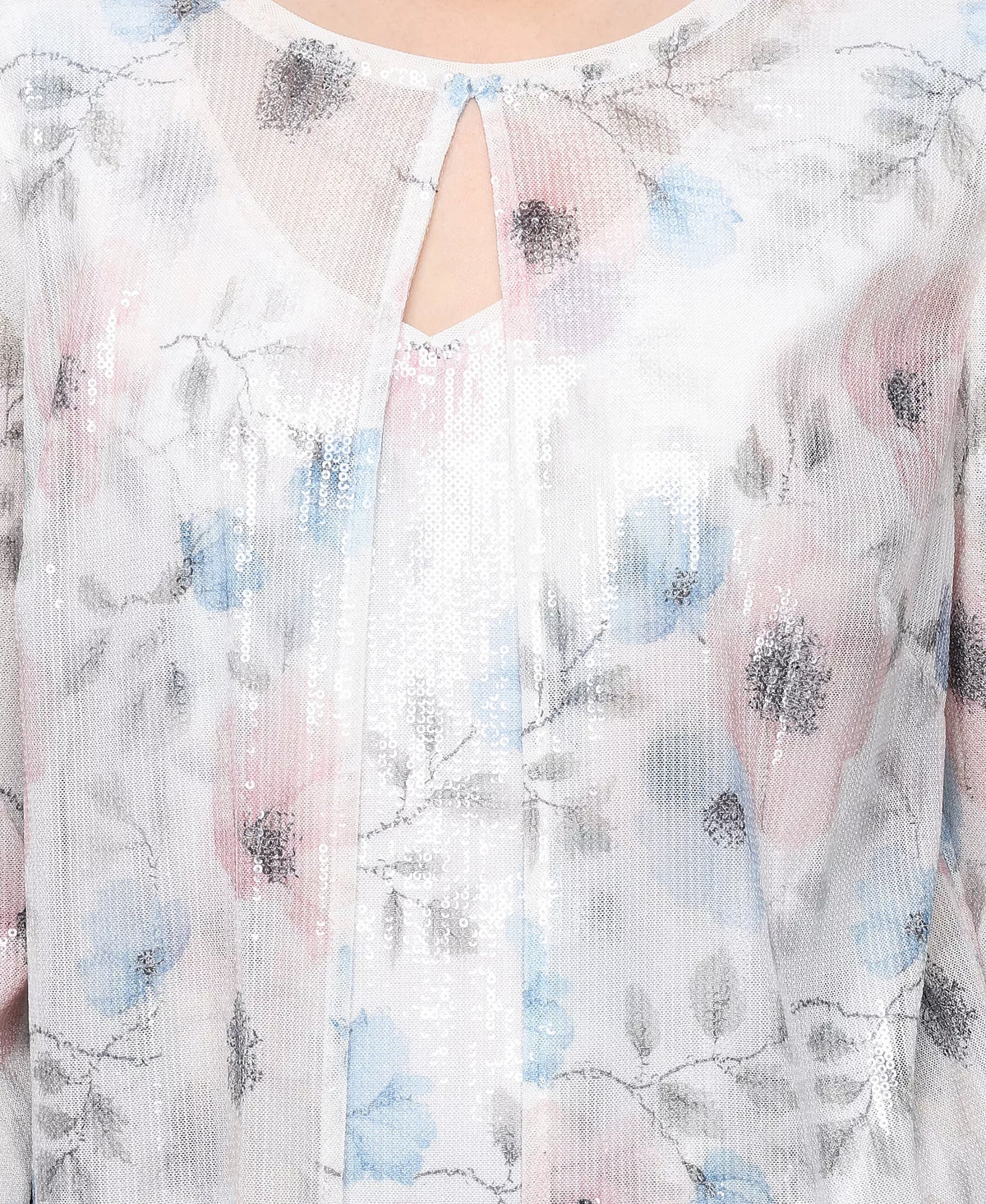 Wholesale 3/4 Sleeve Printed Sequin Mock Twinset with Attached Jacket Alex Evenings 82961034