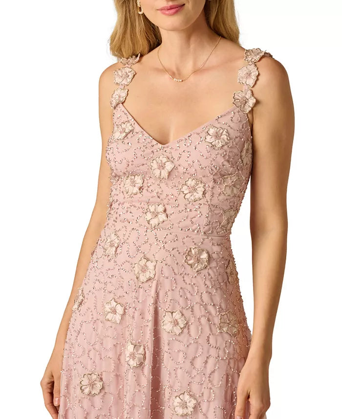 Bead Flower Petal Midi Dress Adrianna Papell AP1E212795