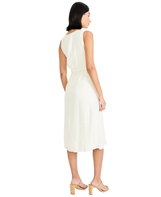 Maggy London Sleeveless Flare Shirt Dress in White GT1253M