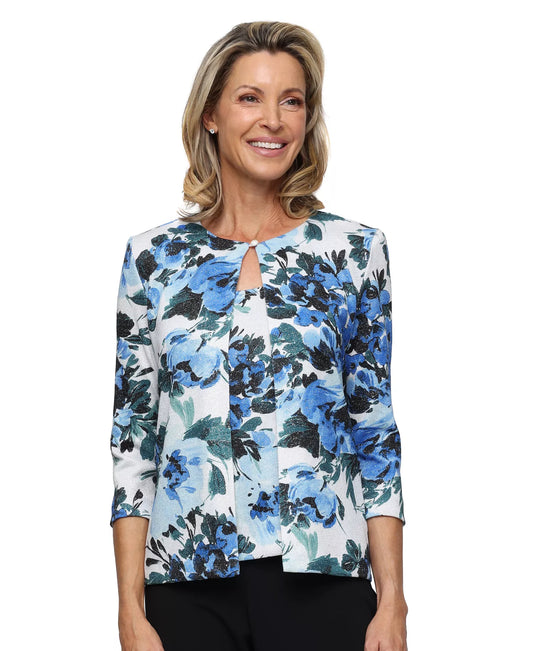 3/4 Sleeve Printed Metallic Knit Twinset Alex Evenings 8327901