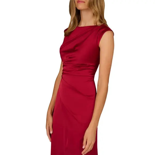 Wholesale Aidan Mattox MD1E209743 Bateau Floor-Length Satin Formal High Slit Gown