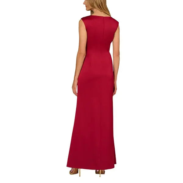 Wholesale Aidan Mattox MD1E209743 Bateau Floor-Length Satin Formal High Slit Gown