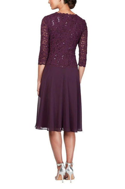 Alex Evenings lace & chiffon dress (Plus Size) - Wholesale - PLUM - Back 