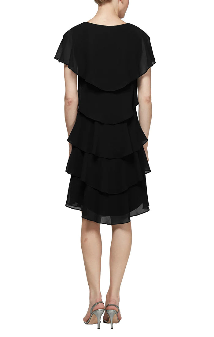 SL Fashions 417525 Short Tiered Cocktail Dress