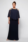Cold Shoulder Popover Jersey and Chiffon Gown with Beaded Neckline Alex Evenings 4351319
