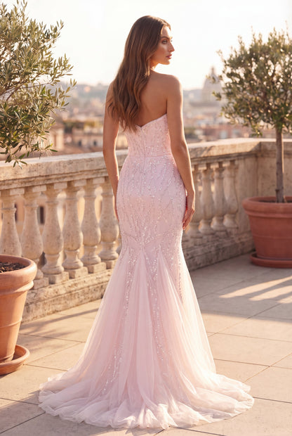Long Mermaid Beaded Formal Evening Dress