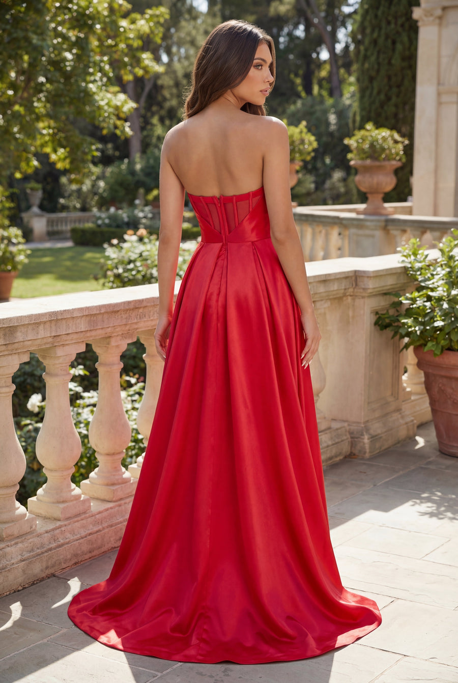Classic Long Mikado Corset Formal Ball Gown