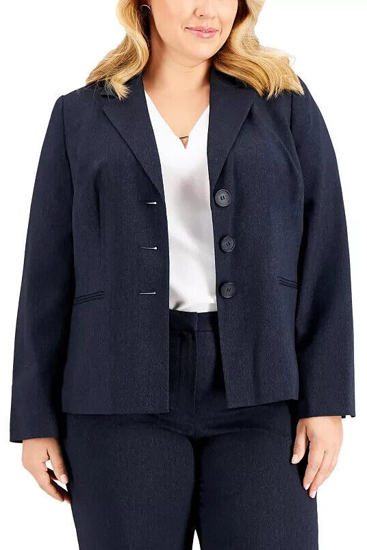 Le Suit Plus Size Three-Button Suit Jacket (Plus Size) -NAVY - FRONT