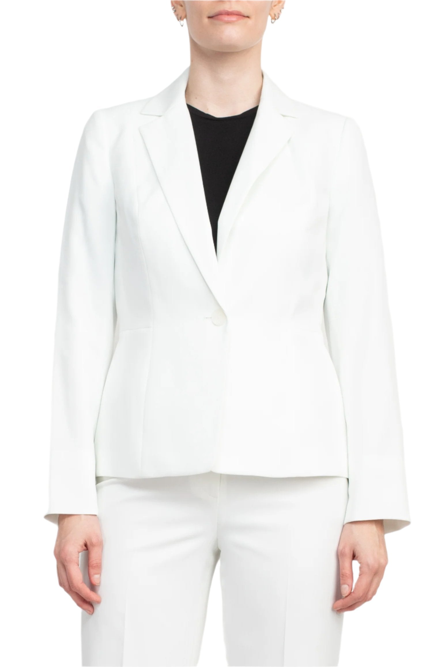 Le Suit Notched Collar 1 Button Jacket with Button Hook Zipper Closure Pants (Two Piece Set) - VANILLA ICE - front view