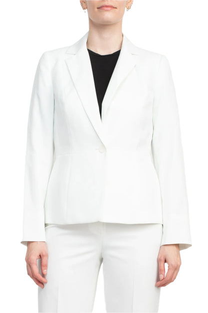 Le Suit Notched Collar 1 Button Jacket with Button Hook Zipper Closure Pants (Two Piece Set) - VANILLA ICE - front view