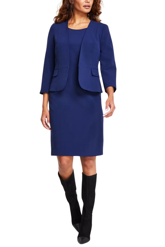 Le Suit Crepe Jacket/Dress Suit (Petite) - INDIGO - FRONT 