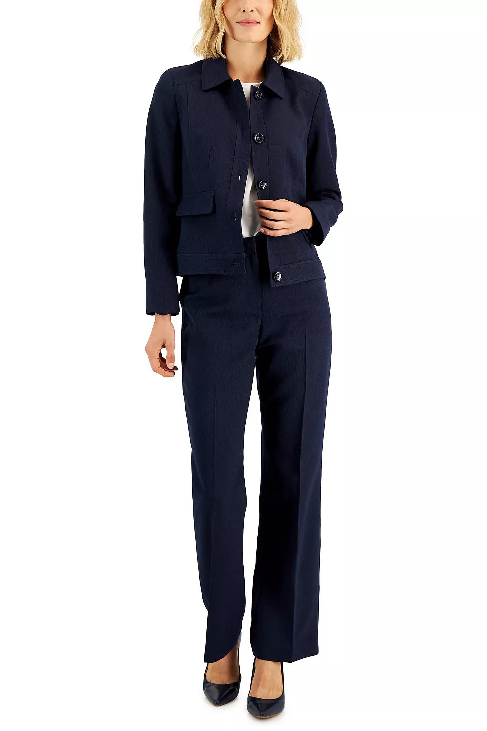 Le Suit Jacket with Crepe Pant - BLUE DENIM - FRONT 