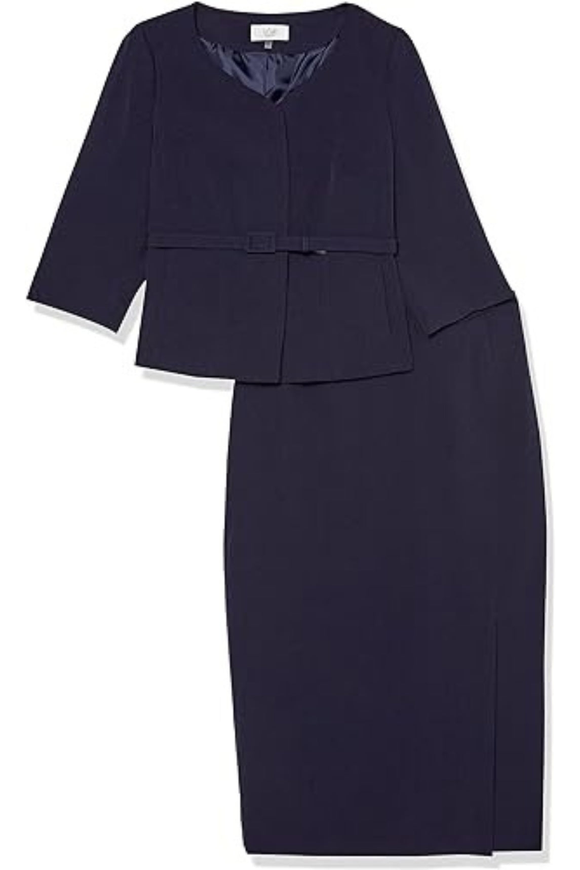 Le Suit Jacket and Skirt Suit (Plus Size) - BLACK - FRONT