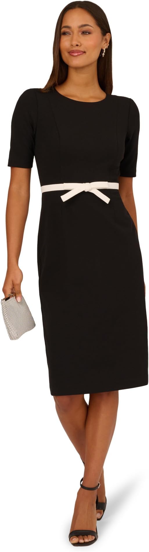 Crew/High-Neck Knee-Length Jersey Occasion Sheath/Column Adrianna Papell AP1D106428