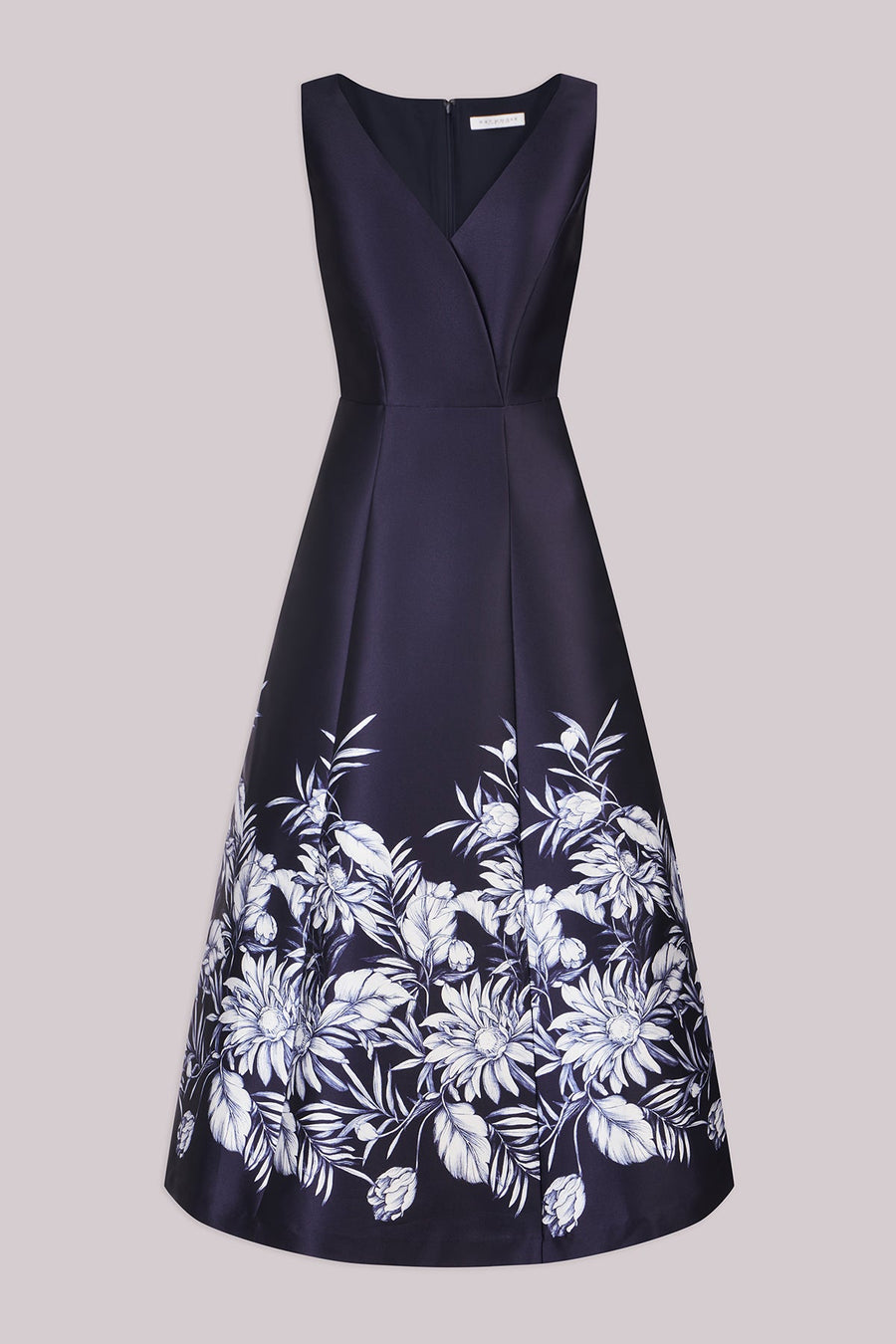 Tea-Length Mikado Floral Cocktail Dress Kay Unger 55111467