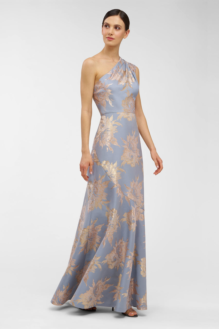 One-Shoulder Metallic Jacquard Gown Kay Unger 55113730